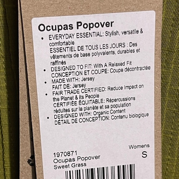prAna Ocupas Popover Top in‎ Sweet Grass Green Size S NWT - Picture 9 of 11